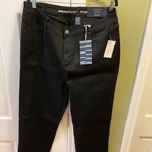 Avenue Butter Denim Straight Black Tall Jeans